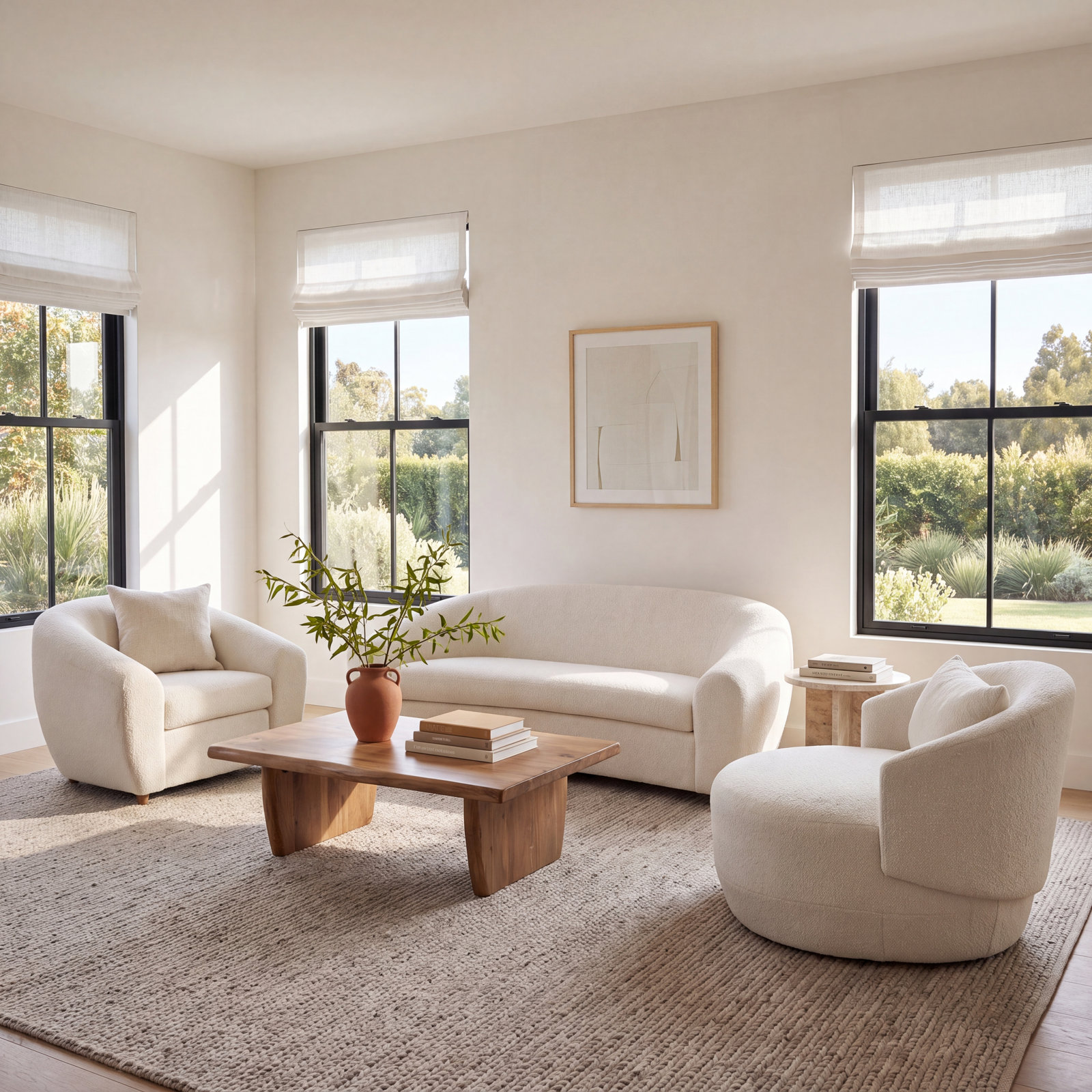 3-Piece Boucle Living Room Set