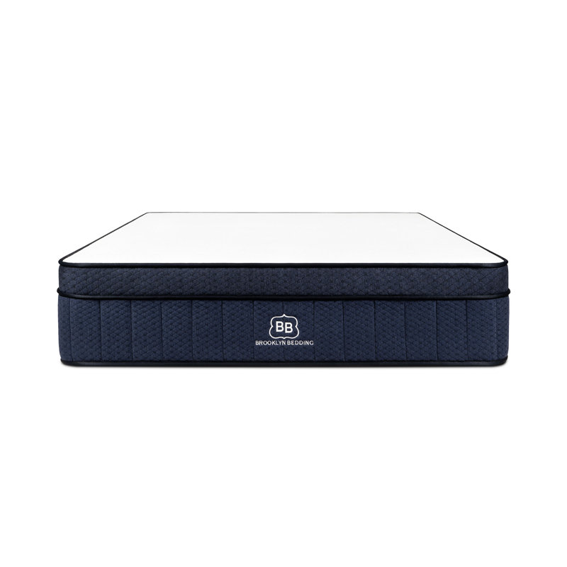 Queen Size Blue and White Hybrid Cooling Mattress with Gel Memory Foam