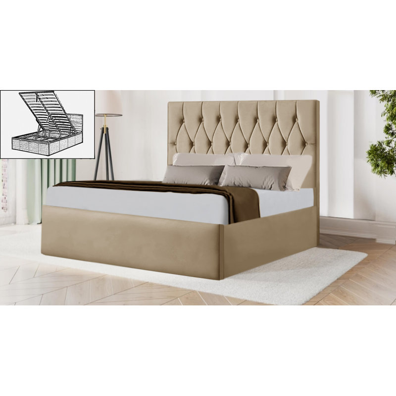 Upholstered Ottoman Storage Bed, Single (3'), Mink
