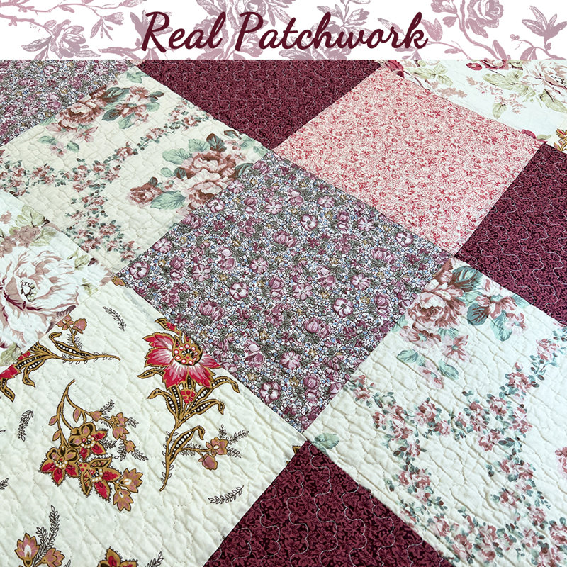 Modern & Contemporary Cotton Patchwork Quilt, King Quilt + 2 King Shams