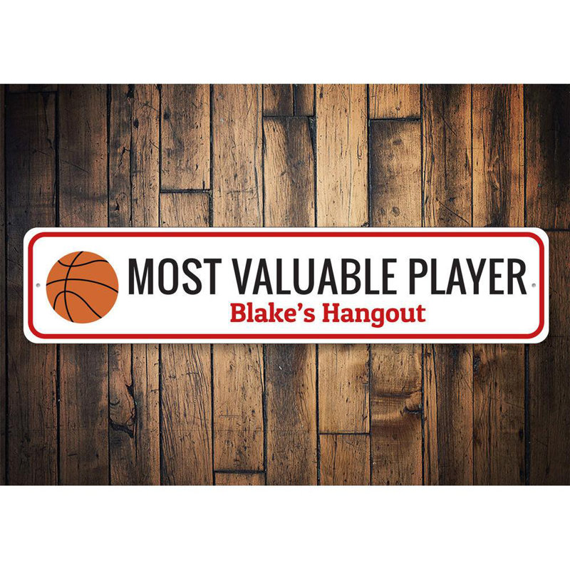 Enseigne de joueur de basketball en aluminium, H 4 po x l 18 po x P 0,04 po