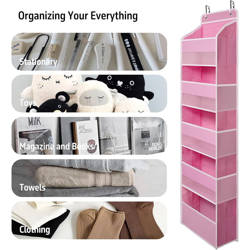 Rangement au-dessus de la porte avec 5 grandes poches - Rangement suspendu robuste pour placard, salle de bain, chambre de bébé, chambre à coucher et dortoir