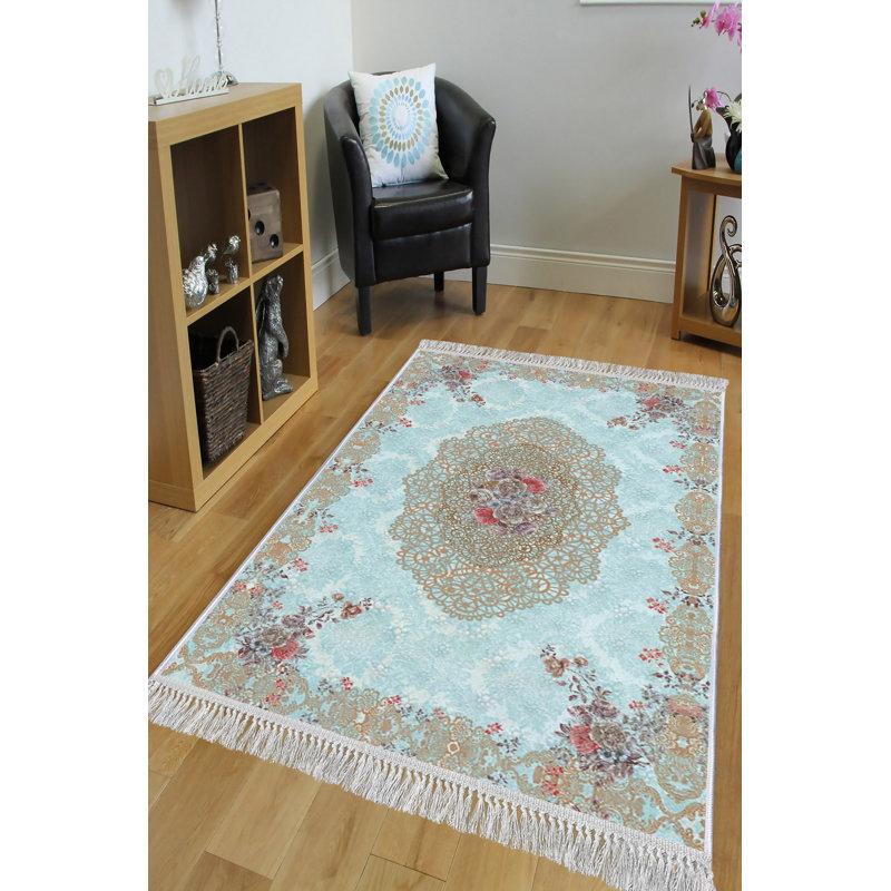 Luxurious Velvet Area Rug (4.6 x 7.2 ft), 100% Antibacterial Fabric, Non-Slip Cotton Backing, Pile Height: 0.4 in | Machine Washable, 3D Digital Print Design | Perfect for Living Room & Bedroom Decor, Soft & Durable