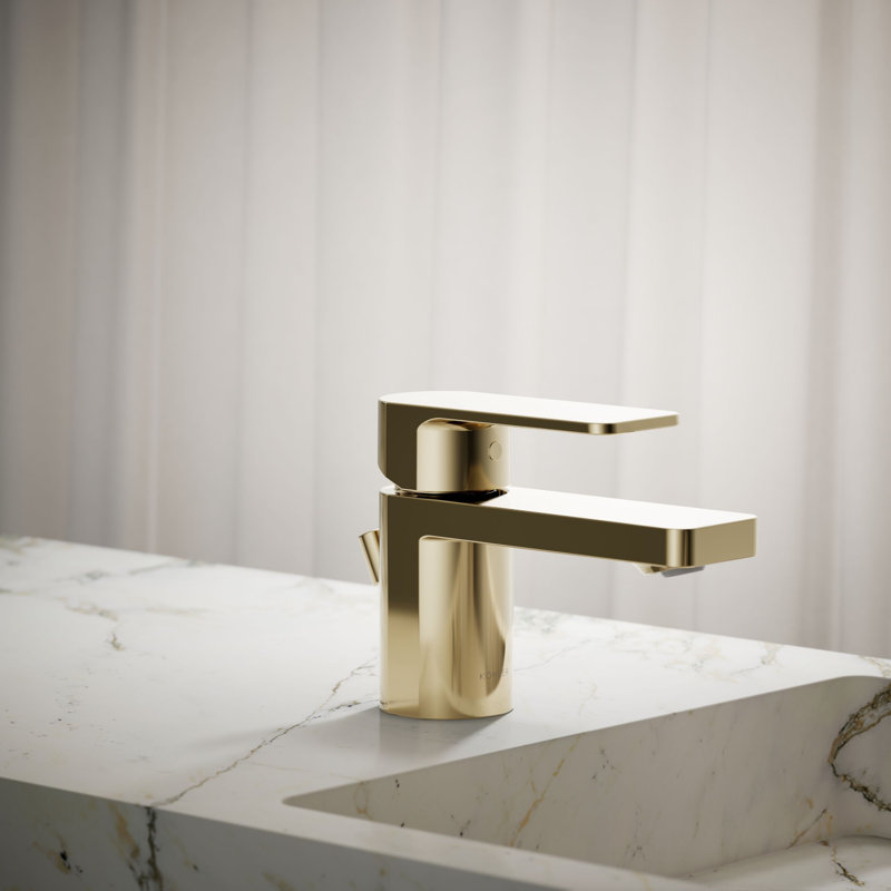 Parallel Single Hole Bathroom Faucet, Vibrant French Gold