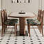 Table de salle à manger moderne minimaliste ovale avec supports en forme de V et plateau en pierre frittée-957766294