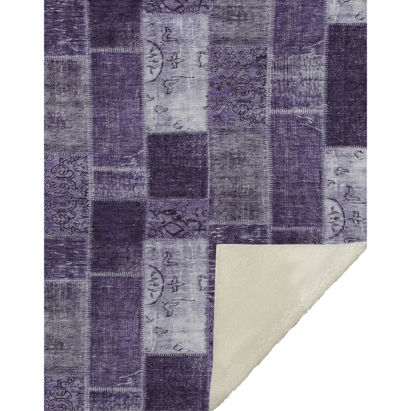 Jeté patchwork Addison Sherpa ASB631, Mauve