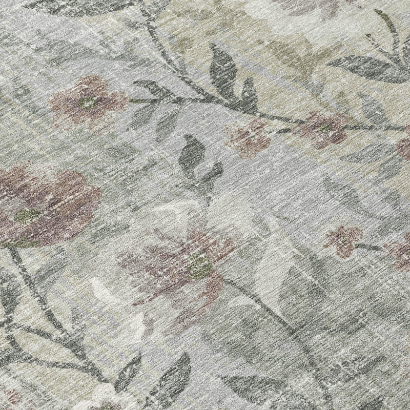Machine Washable Indoor/Outdoor Raemoore ACN2403 Floral Rug, Rectangle 5' x 7'6"