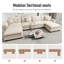 Canapé modulaire de 150 po avec 2 repose-pieds, très grand canapé en U en chenille ou aspect lin avec garniture cloutée-1345440162-1345440169