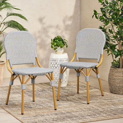 Chaises de jardin et d'extérieur françaises, grises, en aluminium avec, rouille, de 2 pour une utilisation dans l'espace Bistro 2, structure avec cadre