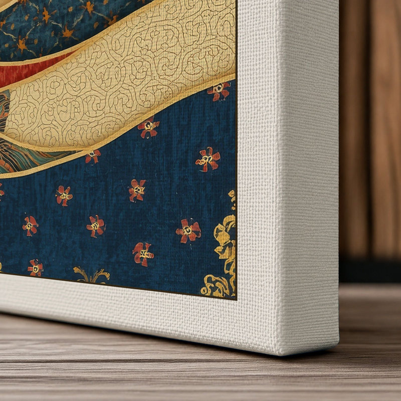 Layered Textile Composition Eclectic - Wrapped Canvas, Cream Border, 30x20 - 76.2 x 50.8 cm