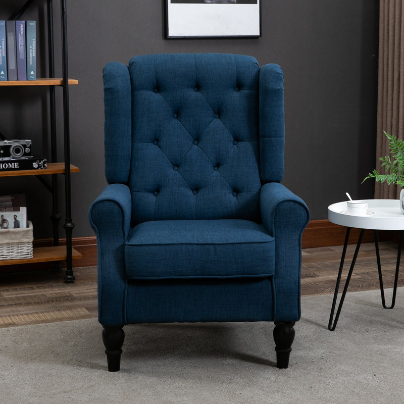 Chaise en tissu bleu avec capitonnage à losanges profonds, rembourrage épais, pour diverses pièces - bleu, sensation de détente