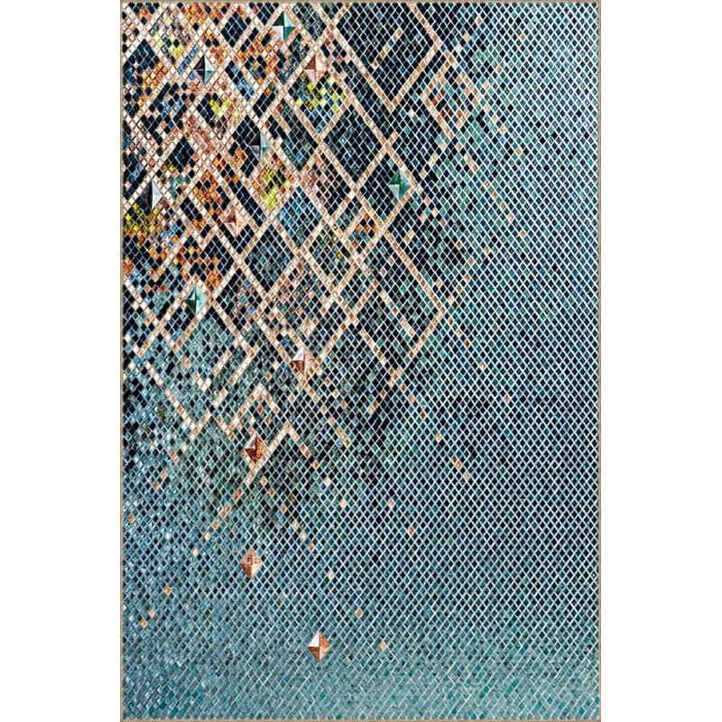 Tapis bleu tissé lavable à la machine, Sous-tapis carré 3 pi 3 po inclus