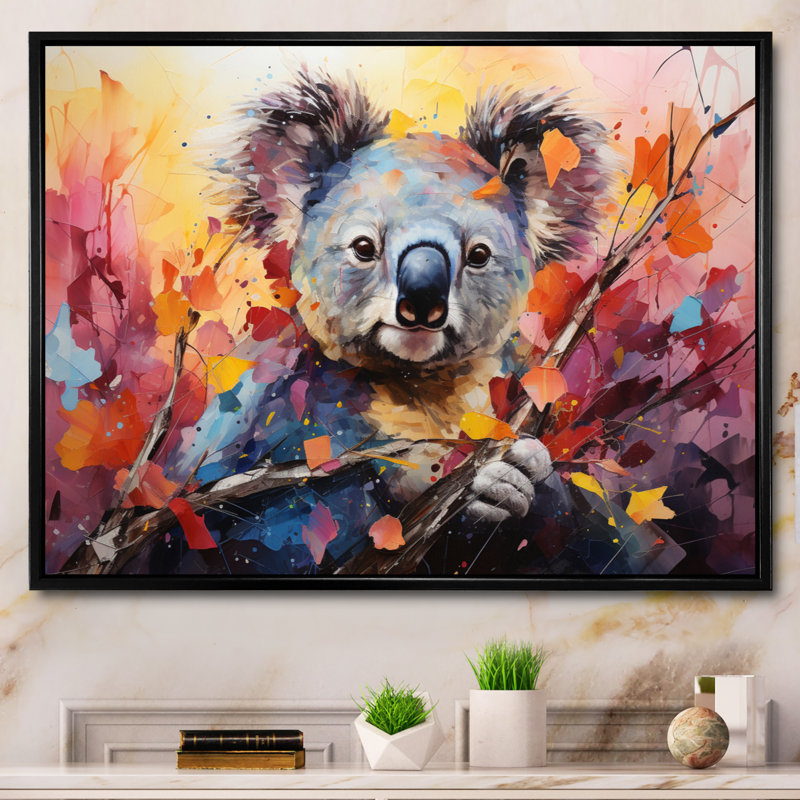Koala Koalas Serenity Collage II - animaux, art mural salon, H 16 po x l 32 po, Cadre photo noir