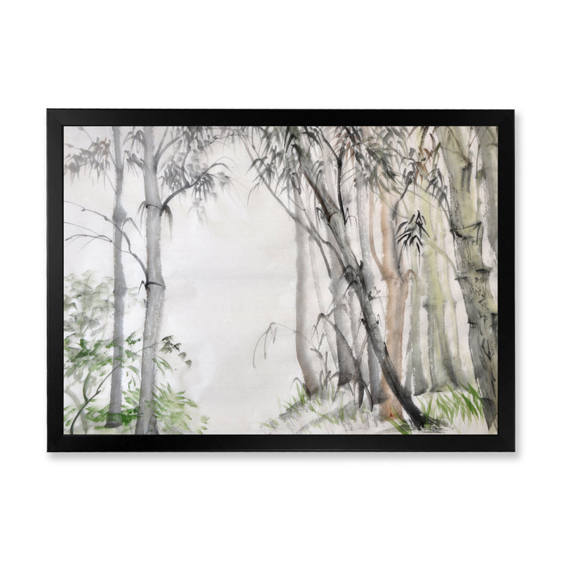 " Chinese Bamboo Forest ", Black Picture Framed Canvas, 8" H x 12" W x 1" D