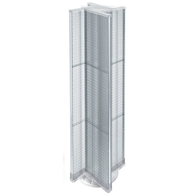Pinwheel Pegboard Floor Display on Revolving Base. Spinner Rack Stand. Panel Size: 13.5"W x 60"H