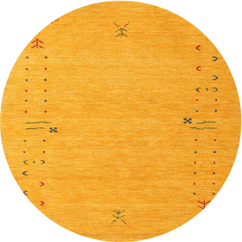 Tapis contemporain jaune, Rond 5 pi