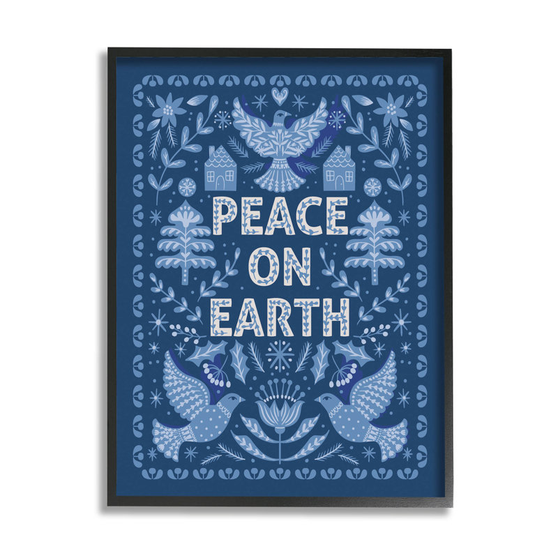 Peace on Earth - bleu at-143, Giclée encadrée noir minuit, H 14 po x l 11 po x P 1,5 po
