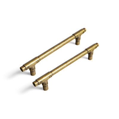 Vintage Distressed Brass Cabinet Pulls - 5/7.6 Inch Hole Center Drawer Handles For Kitchen & Bathroom Furniture