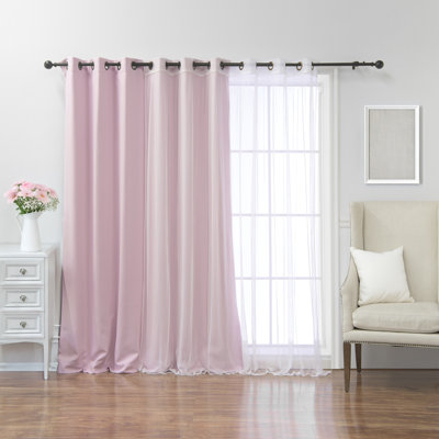 Granados Solid Blackout/Room Darkening Thermal Grommet 1 Sheer Curtain Panel and 1 Solid Curtain Panel Set