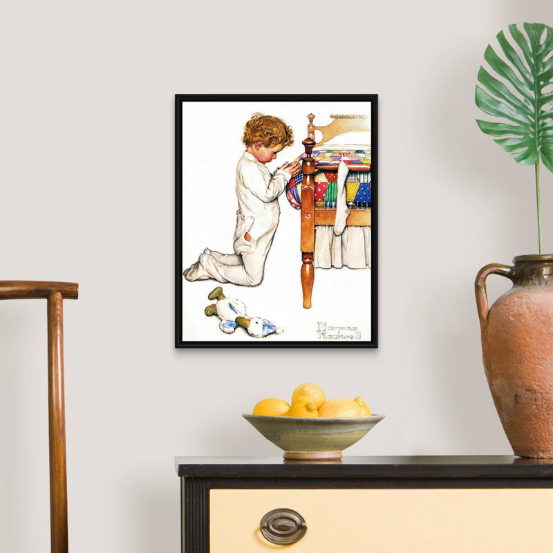 «A Christmas Prayer», art mural sur toile, Cadre flottant noir, H 22 po x l 18 po x P 1,75 po