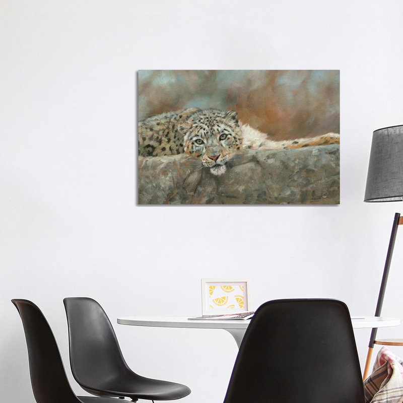 Snow Leopard Repose by David Stribbling - Wrapped Canvas Print, 101.6 cm H x 66.04 cm W x 1.91 cm D