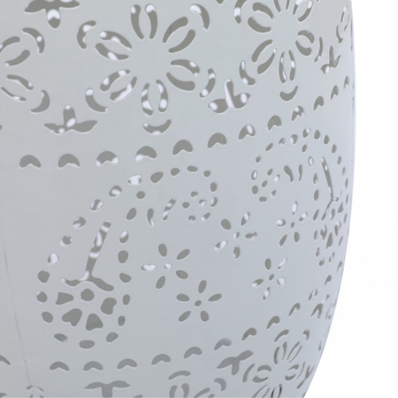 Solar Side Table With Built-In Solar Battery,Stunning Flower Pattern At Night,Eco-Friendly And Energy Efficient Outdoor Furniture Ideal,For Patios Gardens And Backyards(White)