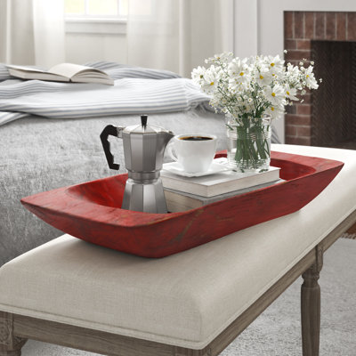 Tufan Handmade Rectangle Wood Decorative Bowl 