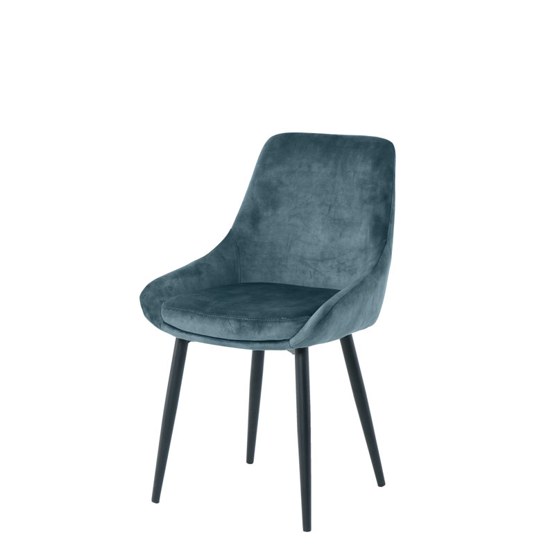 Deb 47cm H Velvet Upholstered Metal Dining Chair, Blue