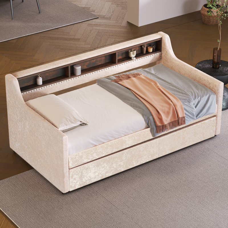 Delaya Upholstered Daybed, Beige