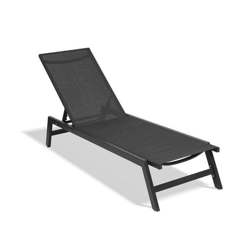 Chaise longue sans accoudoirs en métal Raphaelle, Gris foncé