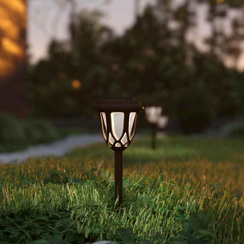 Rustic Brown Tulip Design LED Solar Pathway Lights, 8-Pack