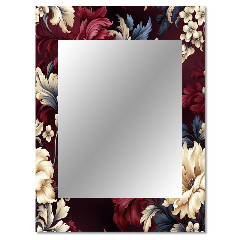 Holbrook Regency damassé motif victorien grandiose - miroir floral, 40 po x 30 po