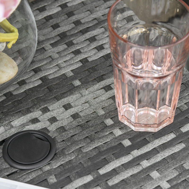 Table d'appoint de patio avec trou pour parasol - Rangement à 2 niveaux pour les espaces de vie extérieurs