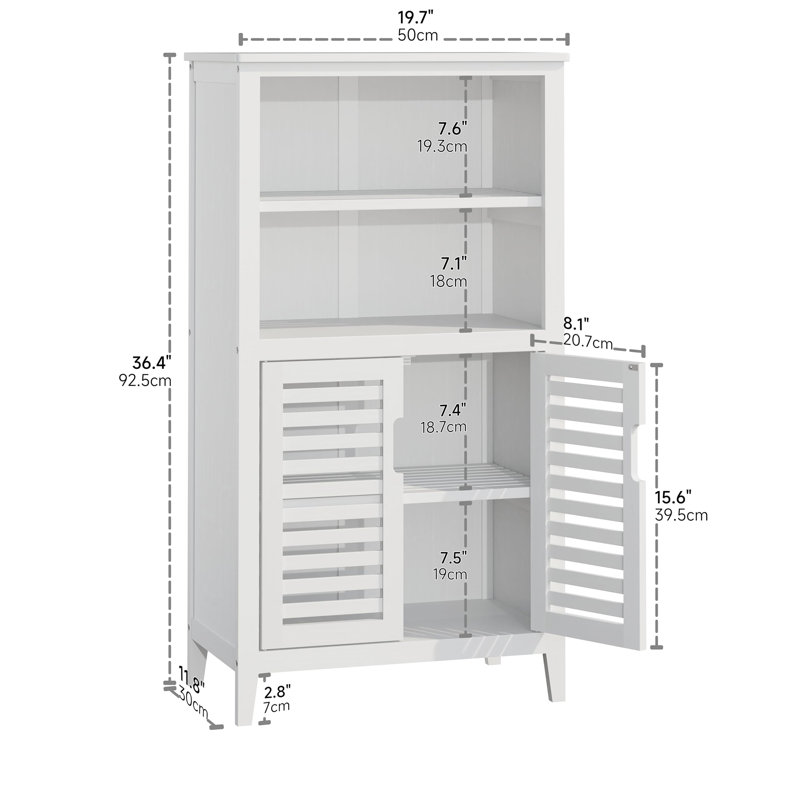 Vallie Bamboo Freestanding Bathroom Cabinet, White