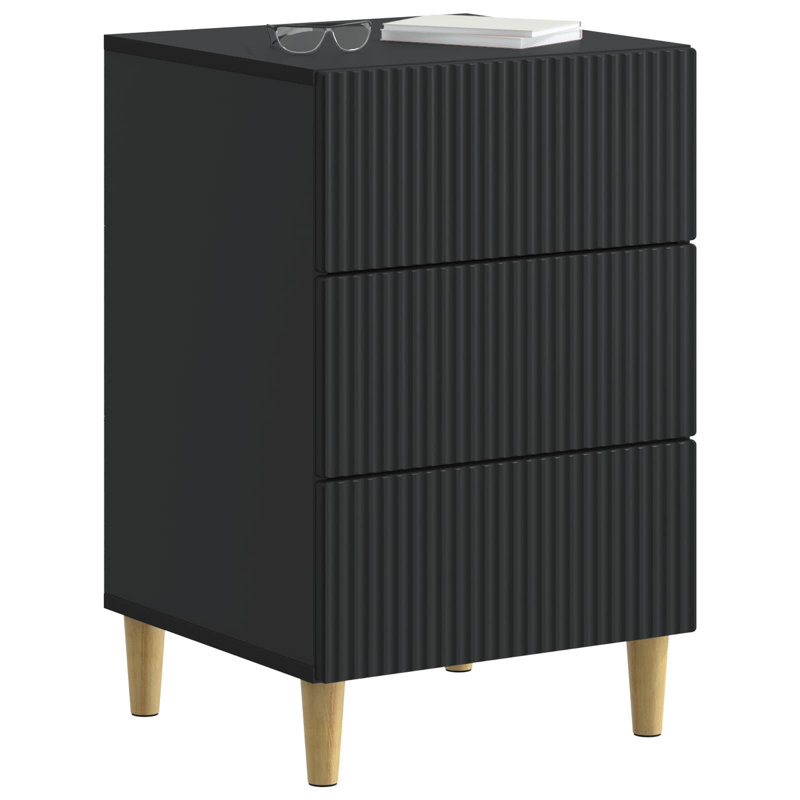 43cm W Manufactured Wood Bedside Table, Black