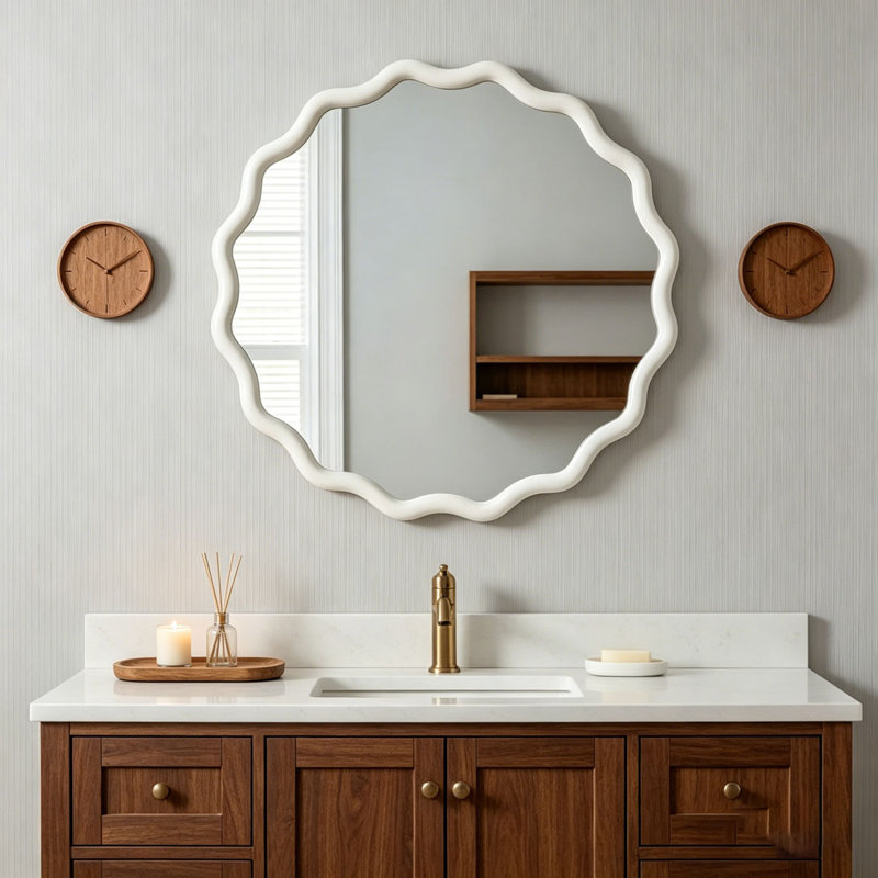 Miroir Wavy, 24 pouces, Blanc