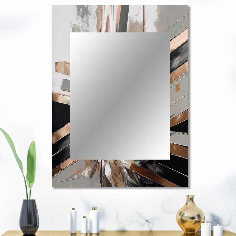 Rose doré linéaire Floral Elegance III - décoration murale unique à motif floral, 40 po x 30 po
