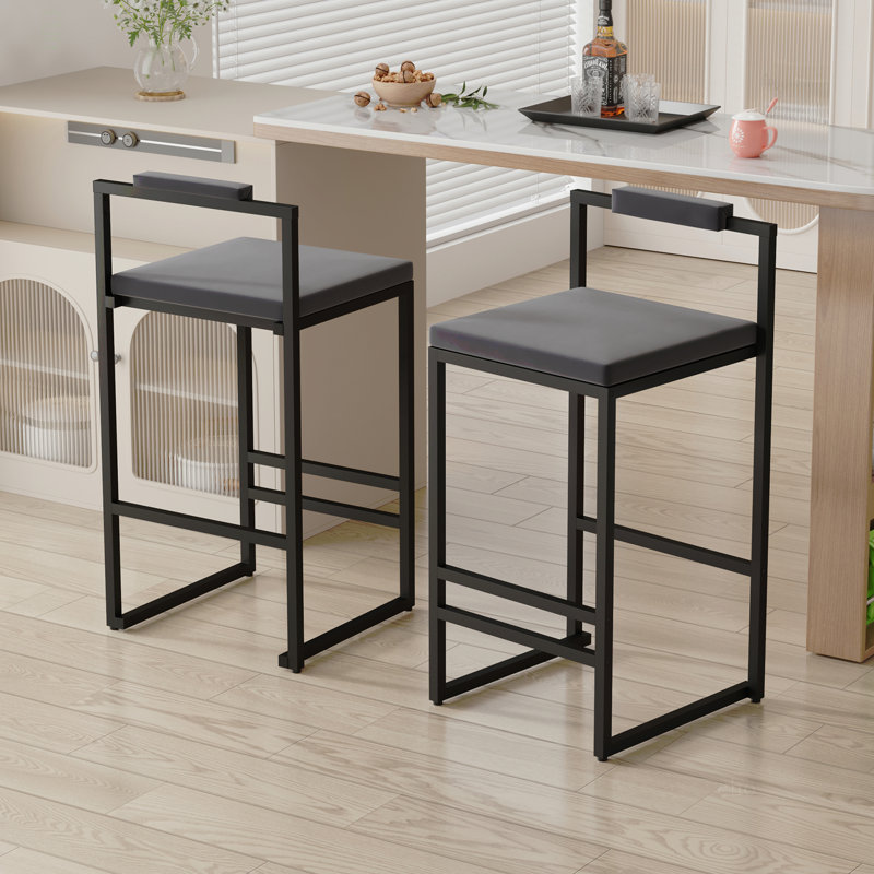 Tabourets de bar rembourrés en velours à hauteur de comptoir pour îlot de cuisine, ensemble de 2 chaises de salle à manger modernes avec repose-pieds