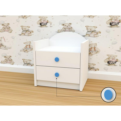 Szn01 bedside table, white, blue handle