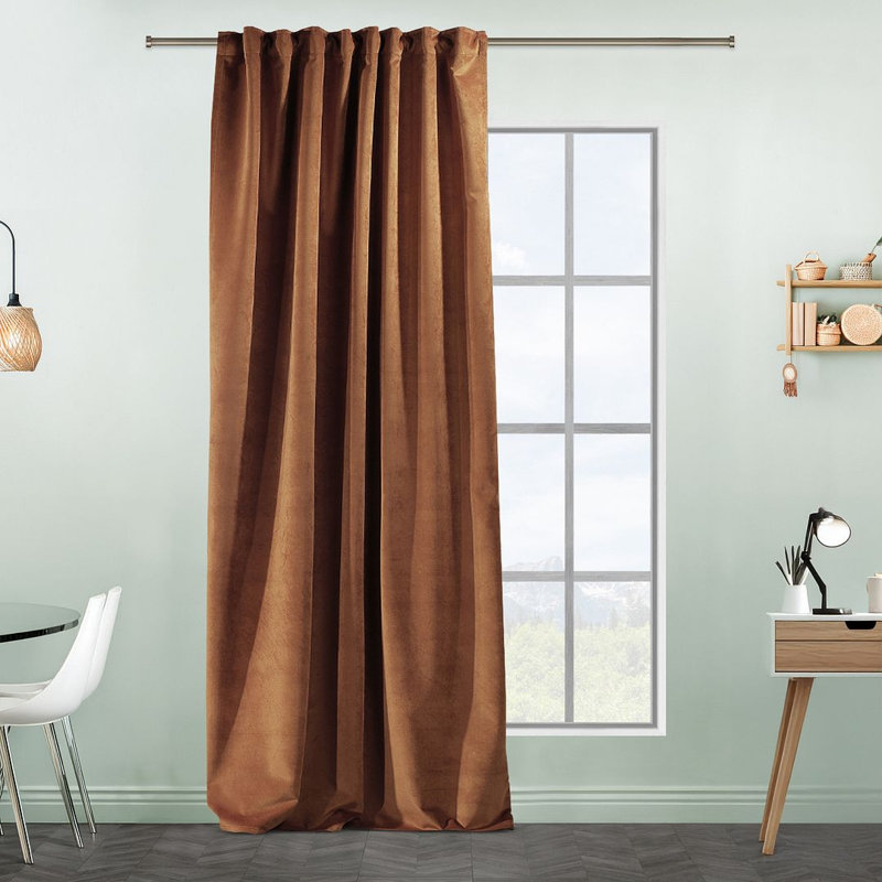 Extra Long & Extra Wide Matte Velvet Curtain Panel, 260cm Width x 295cm Drop, 58 BOURBON