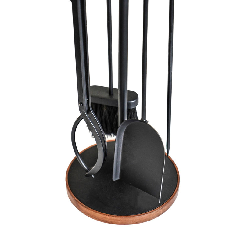 Wooden Handle Round Companion Set H73cm W24cm