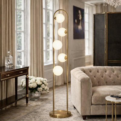Manul 66.14'' Traditional Floor Lamp With White Shade