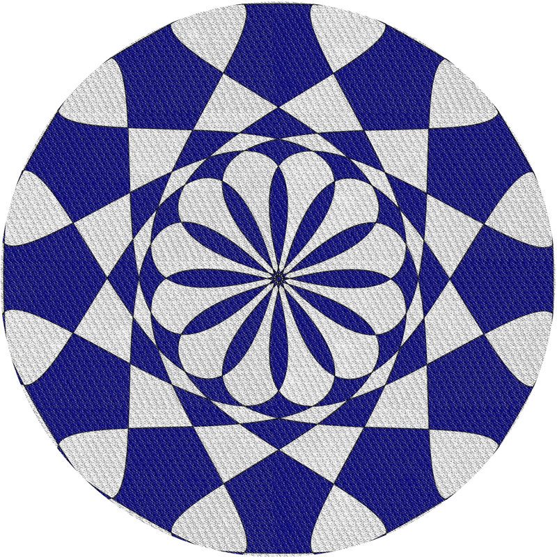 Tapis bleu/crème à tisser électrique, Rond 6 pi