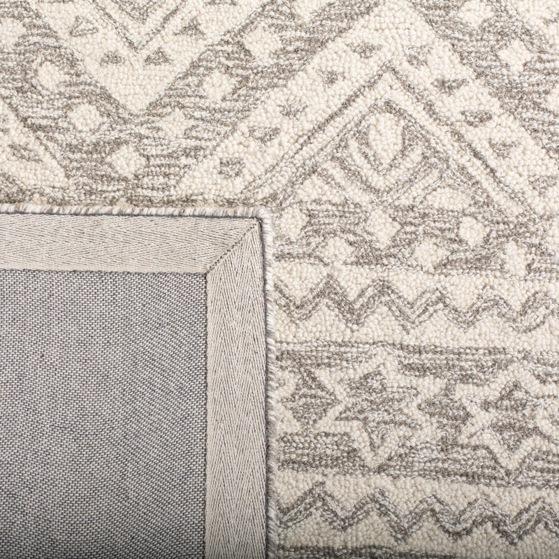 Tapis géométrique en laine et en coton touffeté à la main Abou, Rond 5 pi
