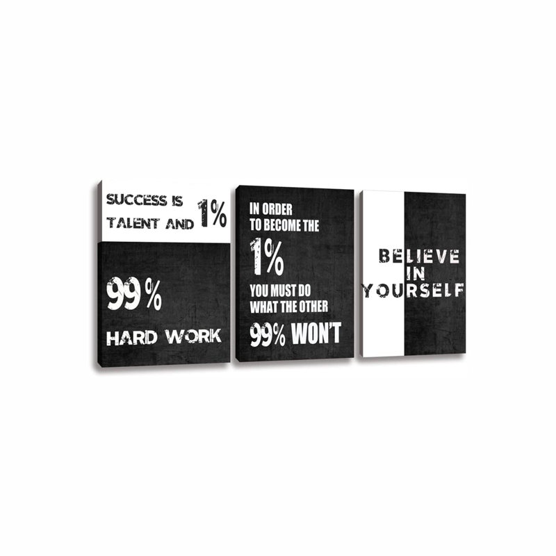 Motivational Canvas Wall Art Entrepreneur Office Wall Decor Inspirational Poster Print Black Canvas Wall Painting Picture Hustle Home Decoration Framed Artwork Ready To Hang 12Inch X16inch X3pieces