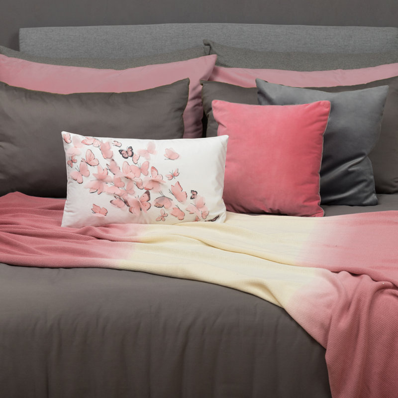  Appliqued Velvet Pillow Cover, Pink