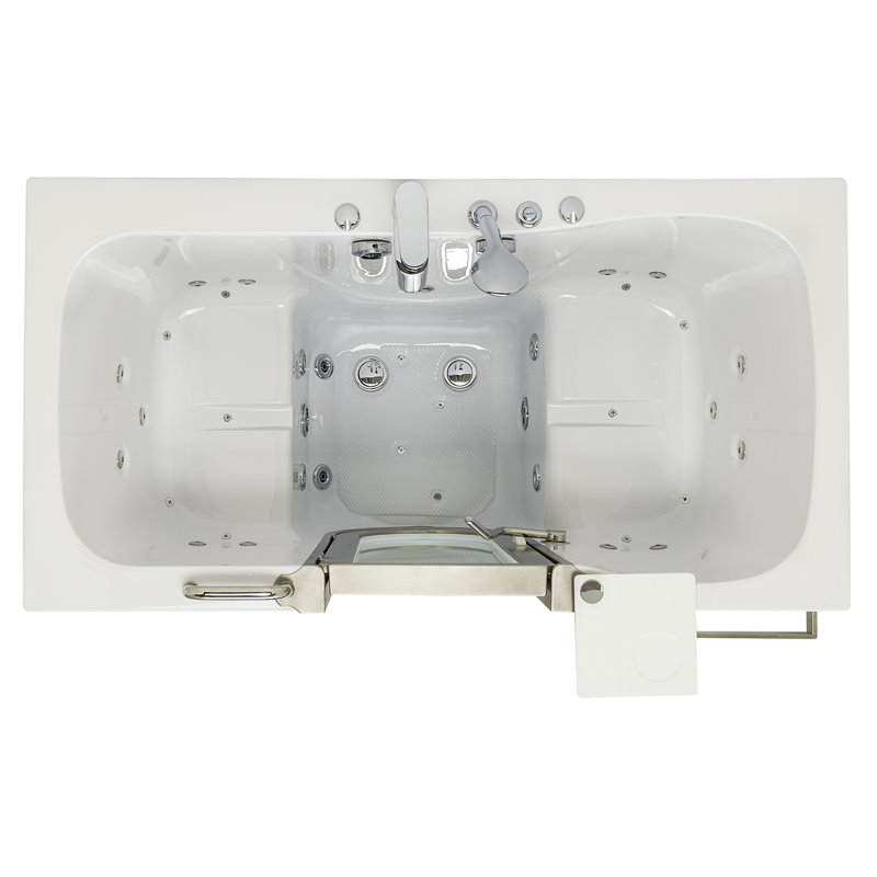 Ella Companion 32"x60" Air + Hydro Massage w/ Independent Foot Massage Acrylic Two Seat Walk-In-Bathtub, Heated Seats, Inward Swing Door, 2 Piece Fast Fill Faucet, 2" Dual Drains