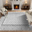Tapis oriental noir / blanc à motif floral lavable à la machine avec envers antidérapant-1566683287