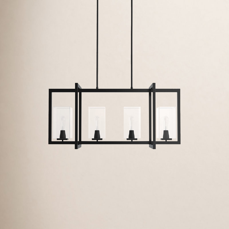 Luminaire suspendu rectangulaire à 4 lumières pour îlot de cuisine Aya