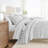 Gray All Season Down-Alternative Reversible Comforter Set in Vintage Magnolia Stripe-1903946810